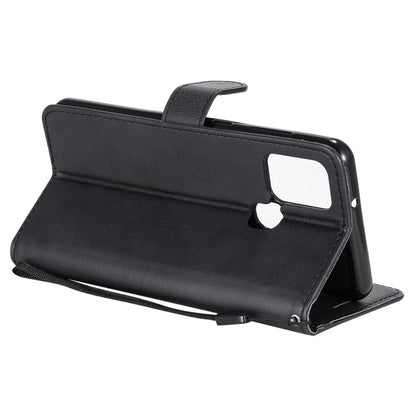 Samsung Galaxy A21s Handyhülle aus Leder mit Halter Kartenfächern Brieftasche (Schwarz)