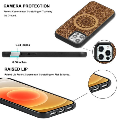 Holzfurnier Mandala Geprägte Magsafe-Hülle Magnetische TPU-Schockschutzhülle Für iPhone 12 Pro Max (Kirschbaumholz)