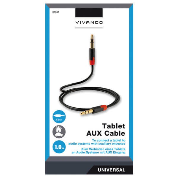 Vivanco Audio-Anschlusskabel, 3.5mm Klinke, stereo, für Tablet, 1m, schwarz-rot