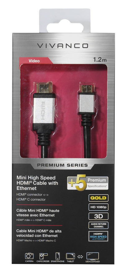 Premium Mini High Speed HDMI® Kabel mit Ethernet, 1,2m
