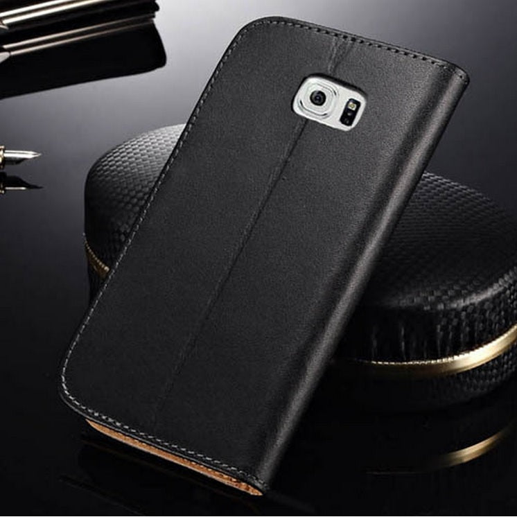 Schwarz Leder Kreditkarte Etui Samsung Galaxy S6