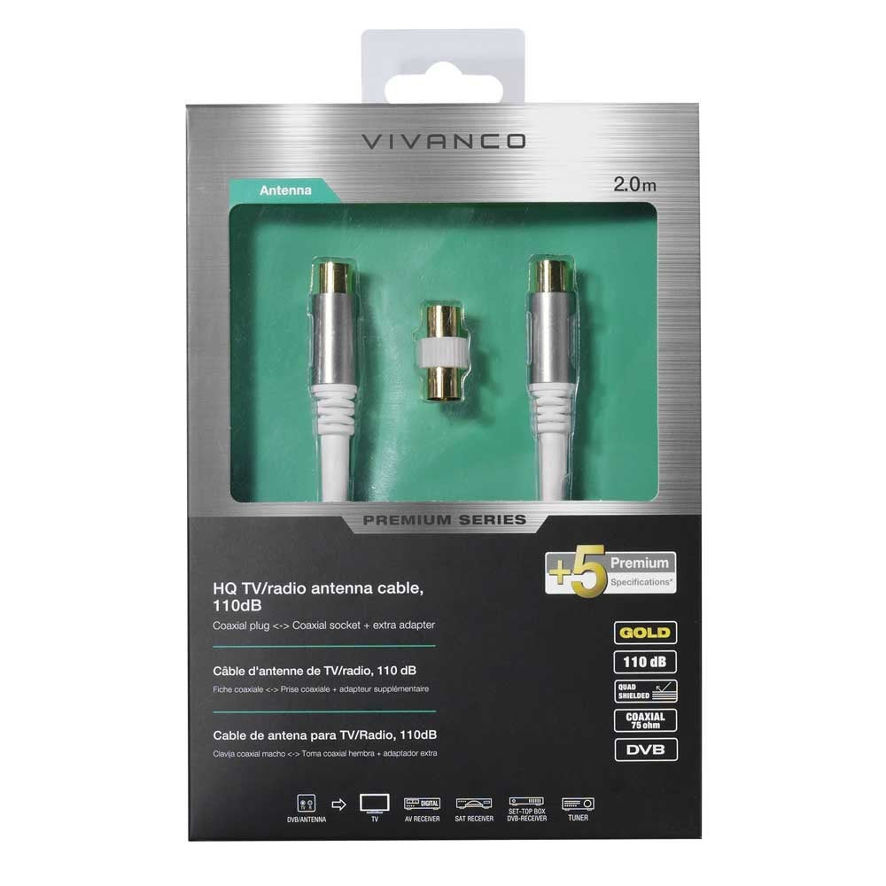 Vivanco Premium HQ TV/Radio Antenna Cable 90dB, 2 m