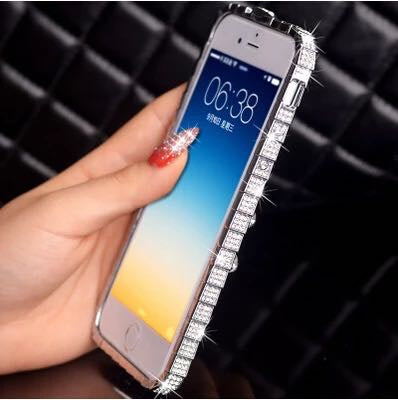 Luxus Aluminium Silber Bling Bumper Strass iPhone 6+ 5,5"