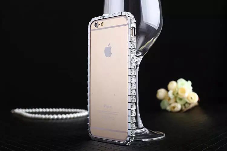 Luxus Aluminium Silber Bling Bumper Strass iPhone 6+ 5,5"