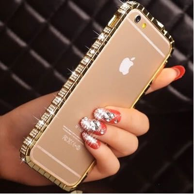 Luxus Aluminium Gold Bling Bumper Strass iPhone 6+ 5,5"