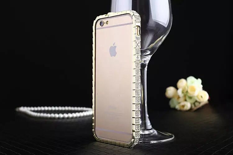 Luxus Aluminium Gold Bling Bumper Strass iPhone 6+ 5,5"