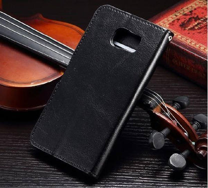 Leder Schwarz Kreditkarte Etui Samsung Galaxy S6