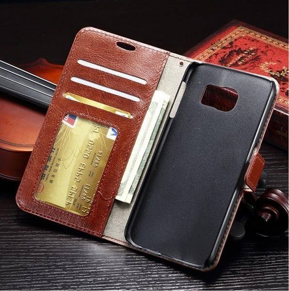 Leder Schwarz Kreditkarte Etui Samsung Galaxy S6