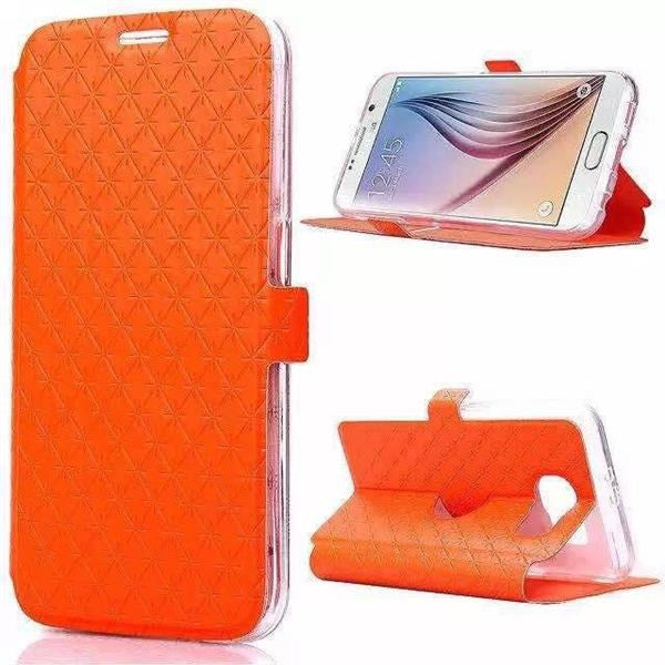Orange Leder Kreditkarte Etui Samsung Galaxy S6