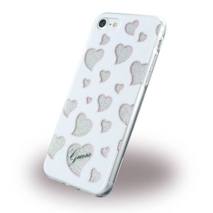 GUESS COVER iPhone SE 2020, iphone 7, 8 Silikon - Hearts - GUHCP7GLHWH - weiss