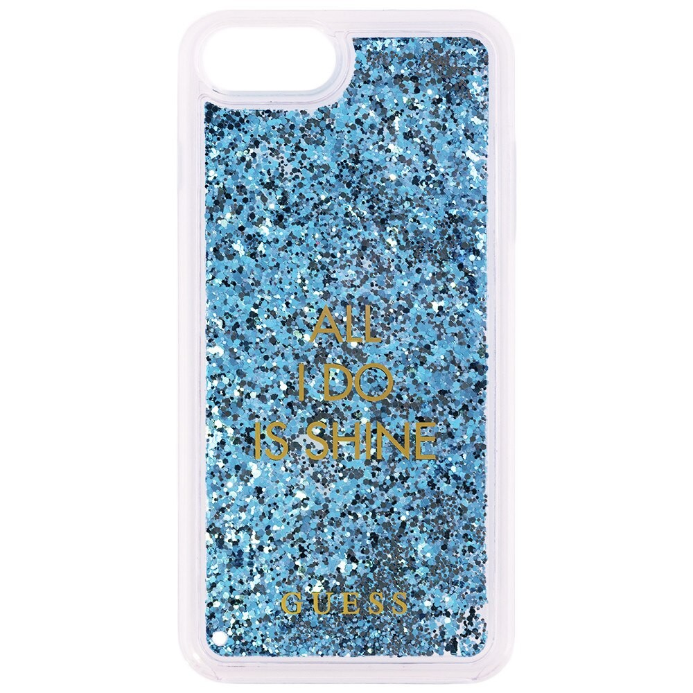 Guess GUHCP7LGLUQBL Hart Schutzhülle für Apple iPhone 7 Plus, 8 Plus, glitzer/ Türkis