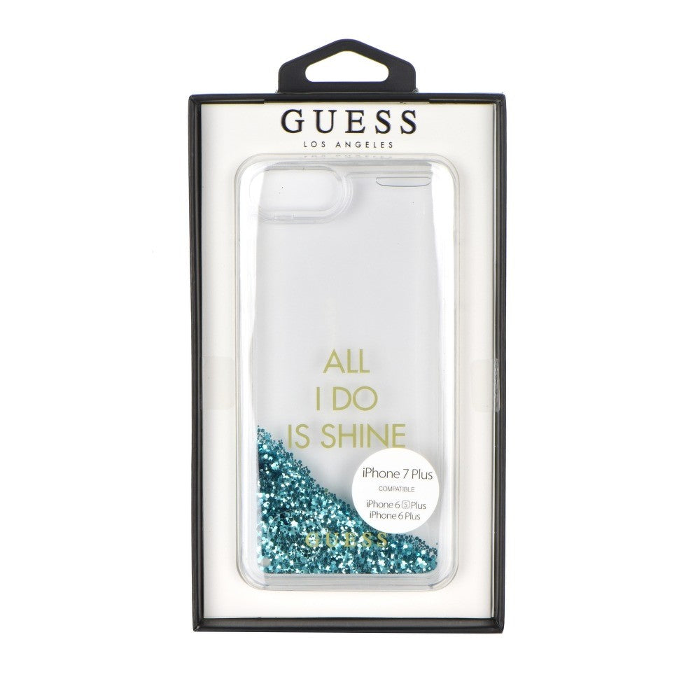 Guess GUHCP7LGLUQBL Hart Schutzhülle für Apple iPhone 7 Plus, 8 Plus, glitzer/ Türkis