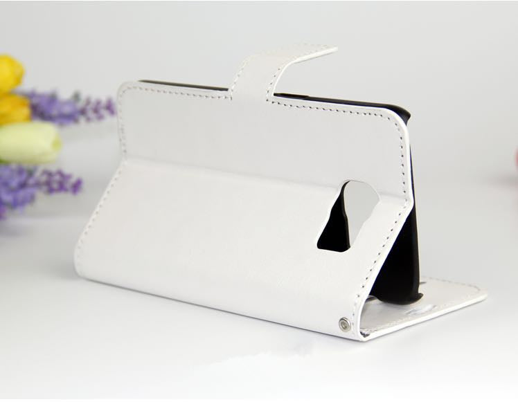 Leder Weiss Kreditkarte Etui Samsung Galaxy S6 Edge