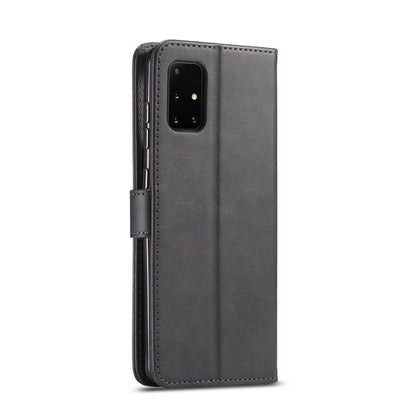 Leder Kreditkarte Etui Wallet Case für Samsung Galaxy A41 Schwarz