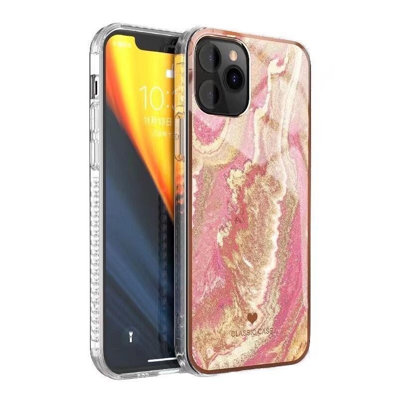 iPhone 12 und 12 Pro TPU Silikon Hülle Marmor Pink