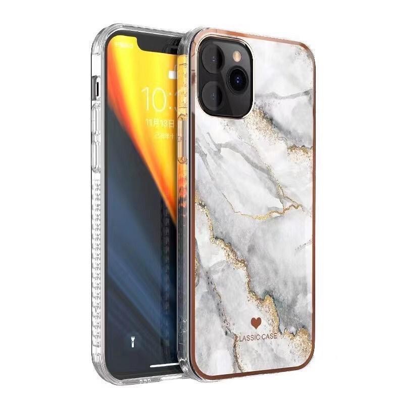 iPhone 12 und 12 Pro TPU Silikon Hülle Marmor Weiss