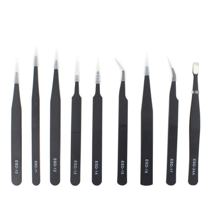 JIAFA JF-8118 9 in 1 Antistatische Universal Metall Pinzette set mit Tasche
