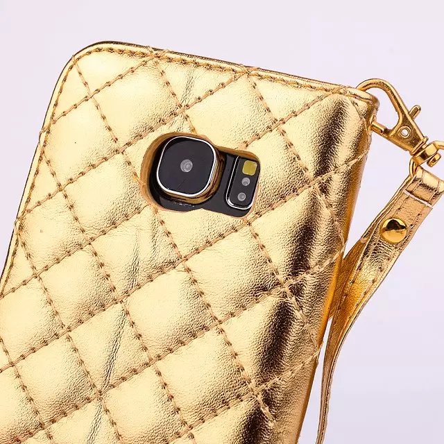 Bling Gold Leder Kreditkarte Etui Samsung Galaxy S6