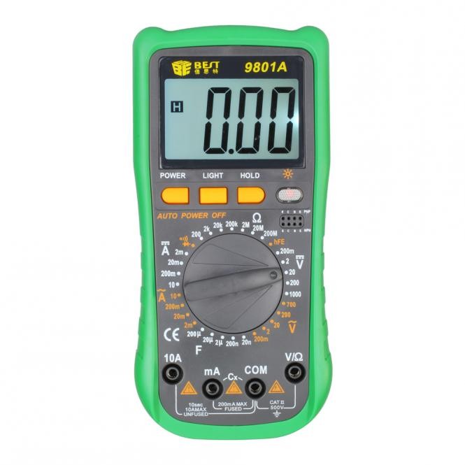 Digital Multimeter BEST 9801A, Grün inkl. Messspitzen und Transporttasche