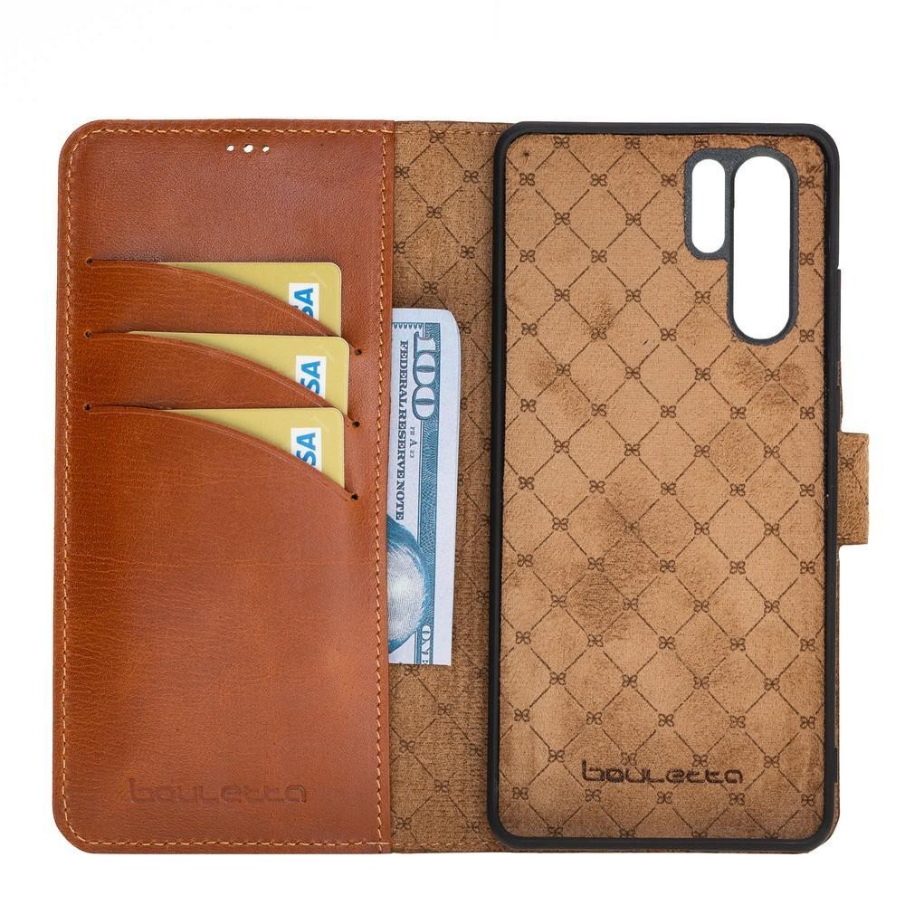 Bouletta Magnetische abnehmbare Handyhülle aus Leder mit RFID-Blocker für Huawei P30 Pro Rustic Tan With Effect
