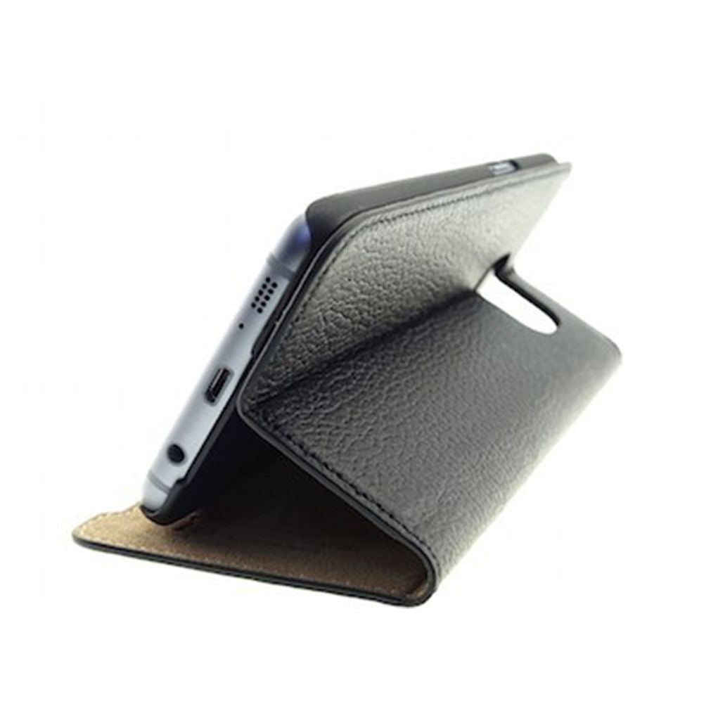 Mike Galeli - Samsung Galaxy S7 Edge Echtleder Book Case Tasche Flip Cover Hand Made (MARCS7P-01) - Schwarz