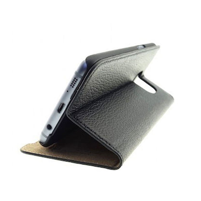 Mike Galeli - Samsung Galaxy S7 Edge Echtleder Book Case Tasche Flip Cover Hand Made (MARCS7P-01) - Schwarz