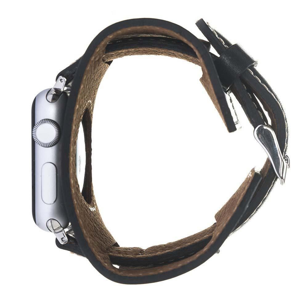 Bouletta Uhrenarmband Leder für Apple Uhr 38mm / 40 mm Pflanzlich Schwarz