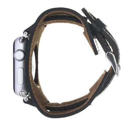 Bouletta Uhrenarmband Leder für Apple Uhr 38mm / 40 mm Pflanzlich Schwarz