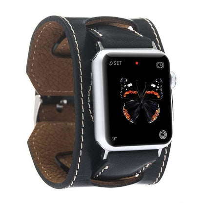 Bouletta Uhrenarmband Leder für Apple Uhr 38mm / 40 mm Pflanzlich Schwarz