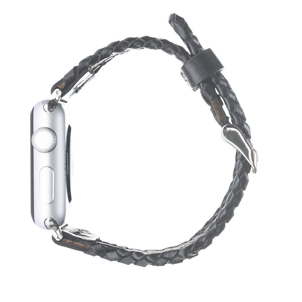 Bouletta Geflochtenes Lederarmband für Apfeluhr 40mm / 42mm - Rustikal Schwarz