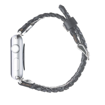 Bouletta Geflochtenes Lederarmband für Apfeluhr 40mm / 42mm - Rustikal Schwarz