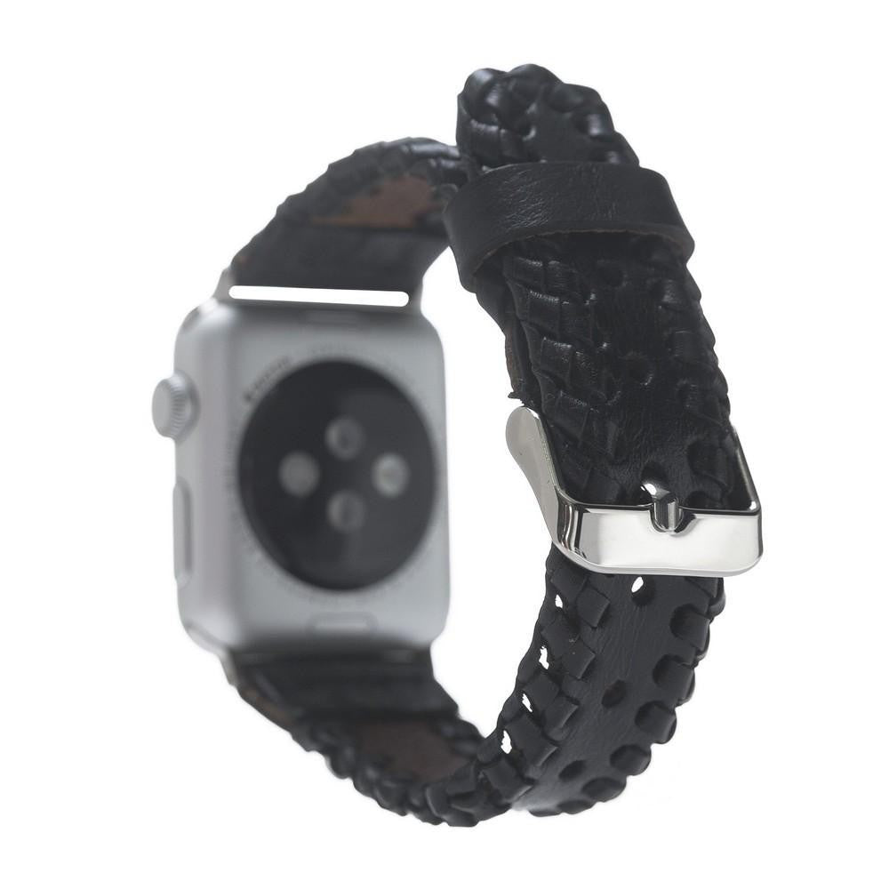 Bouletta Geflochtenes Lederarmband für Apfeluhr 40mm / 42mm - Rustikal Schwarz