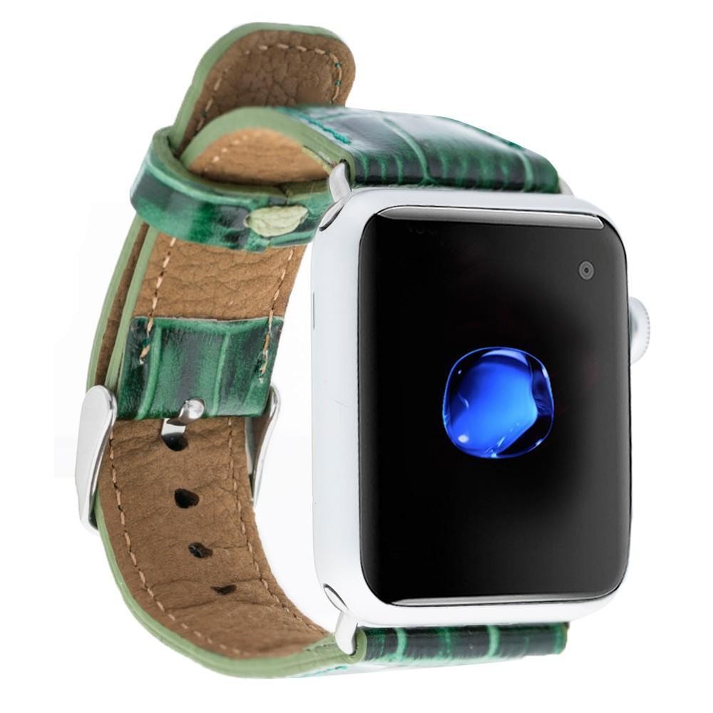 Bouletta Lederarmband für Applewatch 42mm / 44 mm - Krokodil Grün