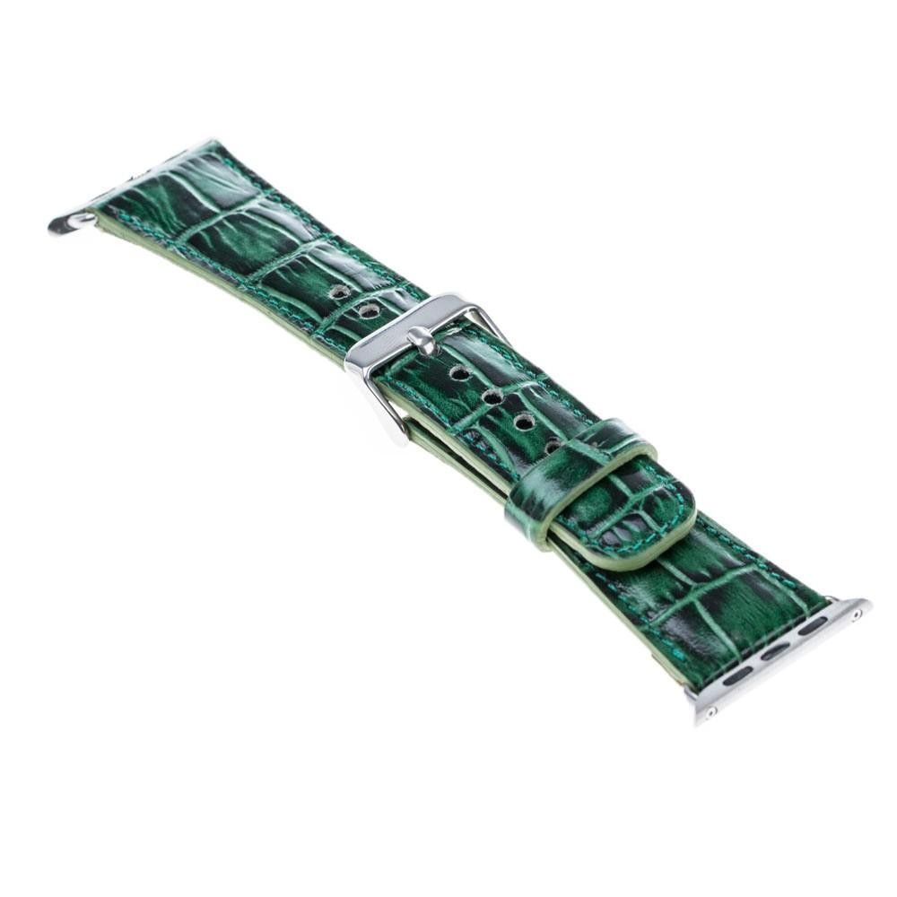 Bouletta Lederarmband für Applewatch 42mm / 44 mm - Krokodil Grün