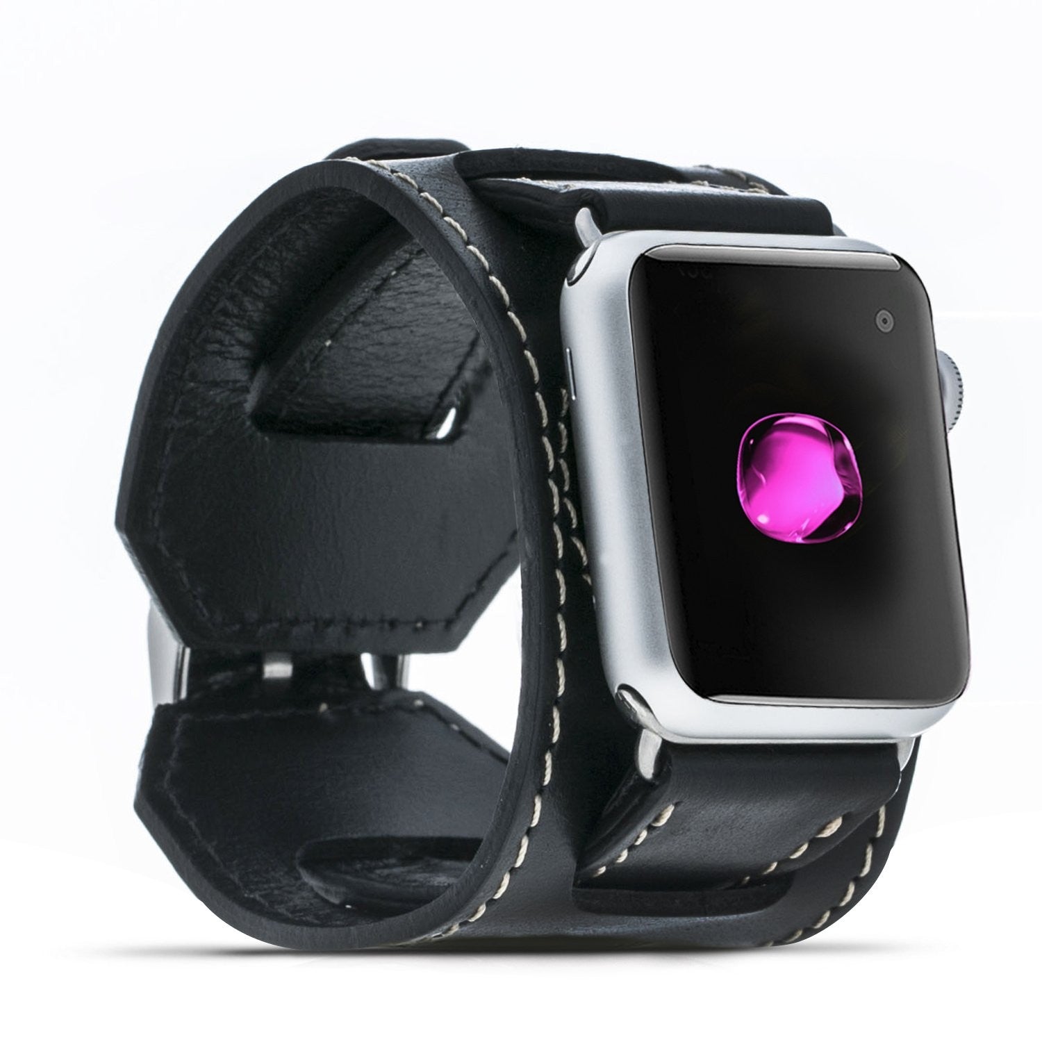 Bouletta Lederarmband für Apple Watch  42mm / 44 mm - Rustikal Schwarz