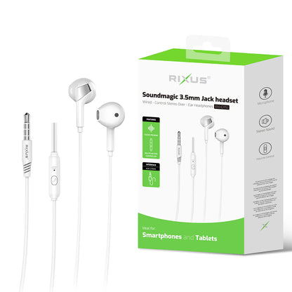 Rixus RXHD19J Soundmagic 3,5 mm Stereo-Kopfhörer mit Mikrofon - Phonebazaar