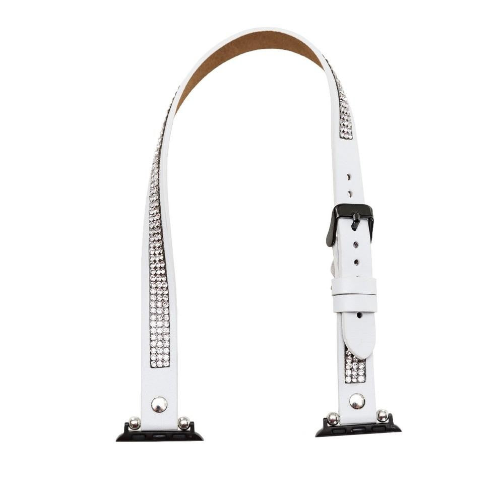 Bouletta Double Tour Leather Watch Strap with Crystal for Apple Watch 42mm / 44 mm - Fiesta White