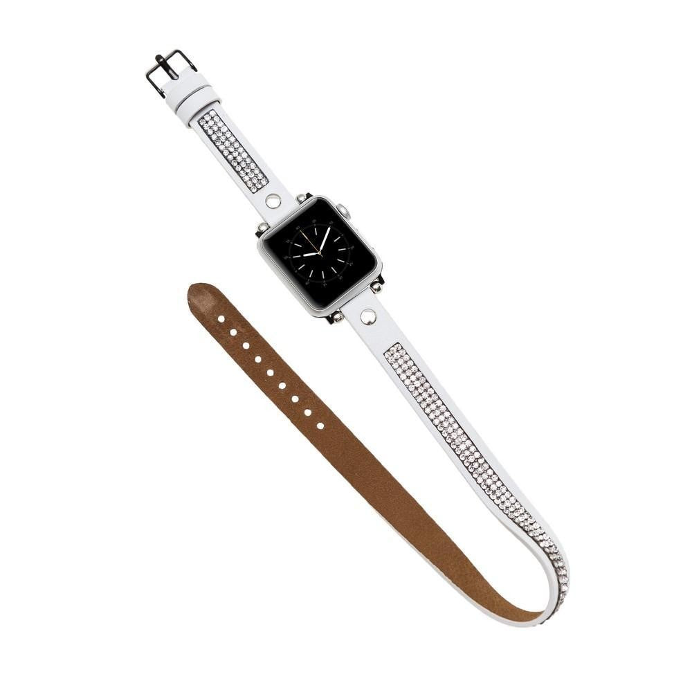 Bouletta Double Tour Leather Watch Strap with Crystal for Apple Watch 42mm / 44 mm - Fiesta White