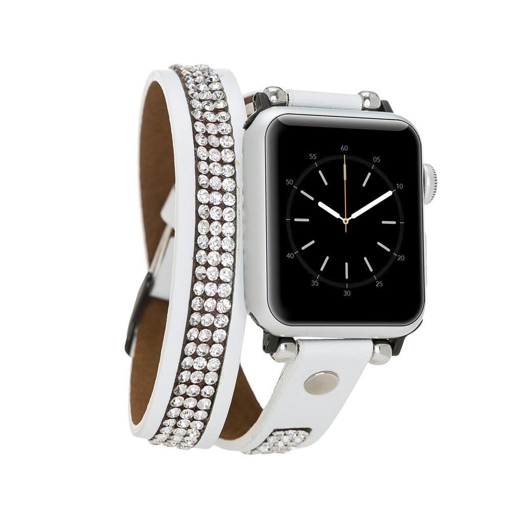 Bouletta Double Tour Leather Watch Strap with Crystal for Apple Watch 42mm / 44 mm - Nude Pink
