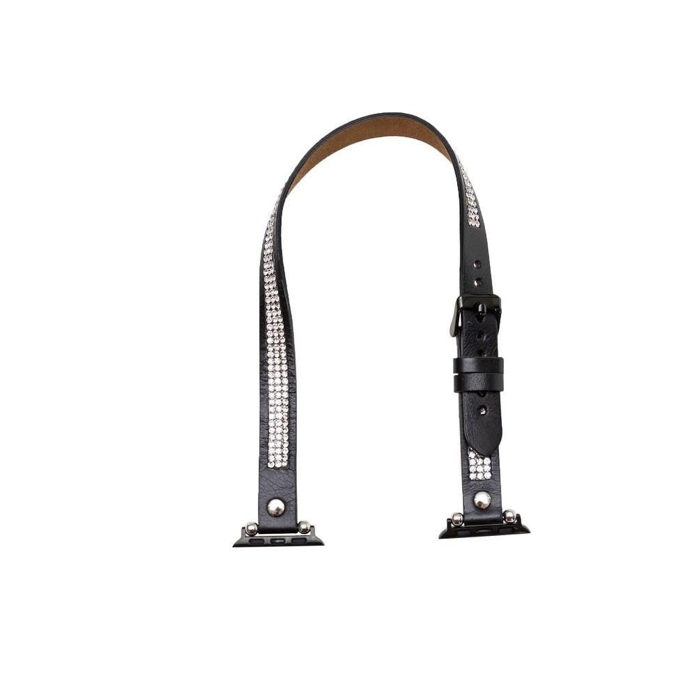 Bouletta Double Tour Leather Watch Strap with Crystal for Apple Watch 38mm / 40 mm - Rustic Black