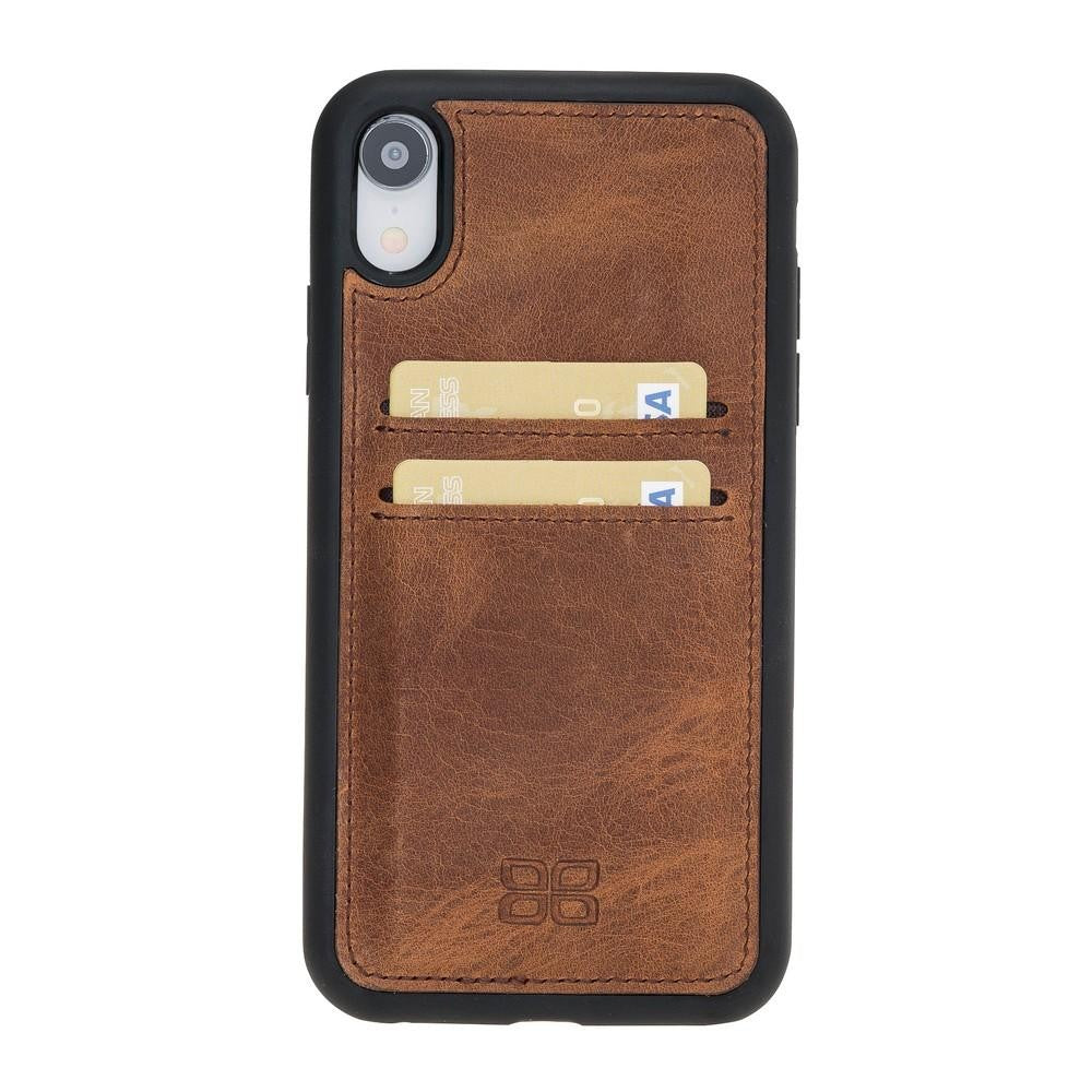 Bouletta Flex Cover mit Kartenfach Back Leder Case für iPhone XR Antik Braun