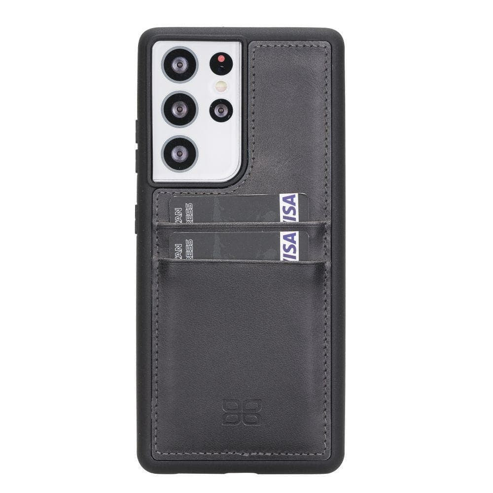 BOULETTA FLEX COVER BACK LEDER CASE MIT KARTENFACH FÜR SAMSUNG GALAXY S21 ULTRA  - Grey