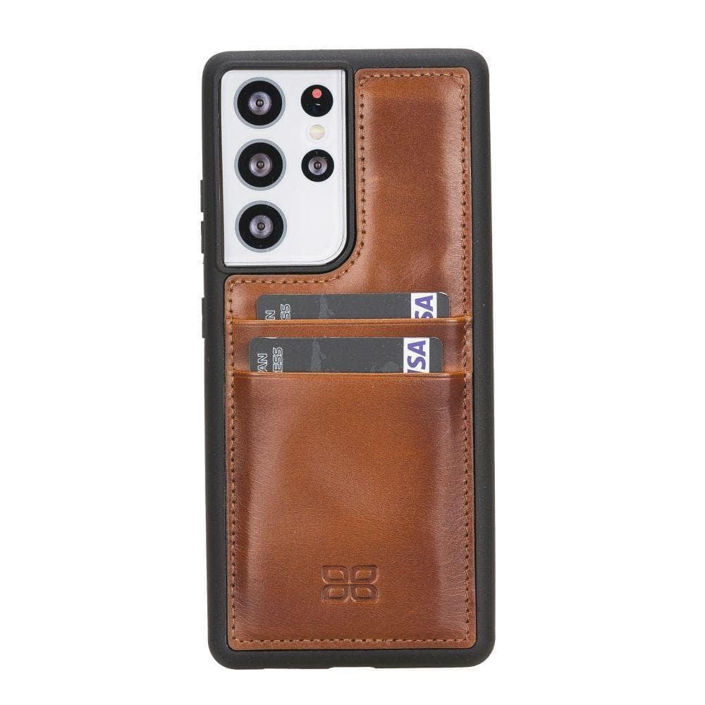 BOULETTA FLEX COVER BACK LEDER CASE MIT KARTENFACH FÜR SAMSUNG GALAXY S21 ULTRA  - Tan