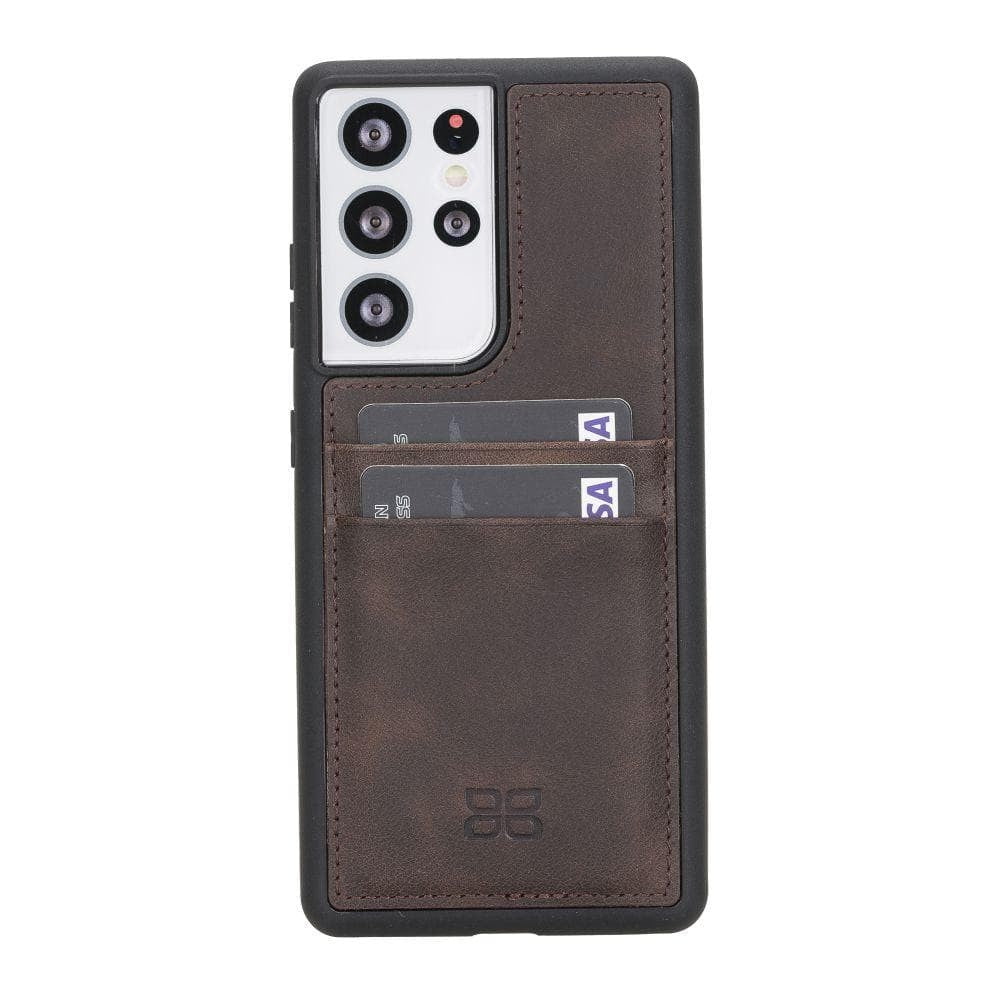 BOULETTA FLEX COVER BACK LEDER CASE MIT KARTENFACH FÜR SAMSUNG GALAXY S21 ULTRA - Dark Brown