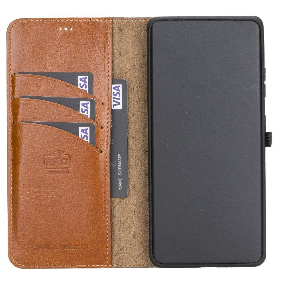 BOULETTA MAGNETISCHE ABNEHMBARE HANDYHÜLLE AUS LEDER MIT RFID-BLOCKER FÜR GALAXY S21 ULTRA- Tan
