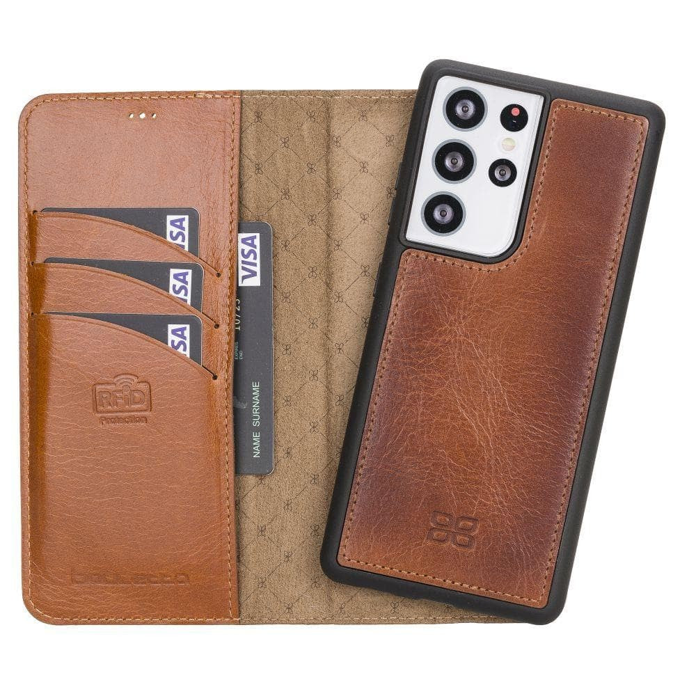 BOULETTA MAGNETISCHE ABNEHMBARE HANDYHÜLLE AUS LEDER MIT RFID-BLOCKER FÜR GALAXY S21 ULTRA- Tan