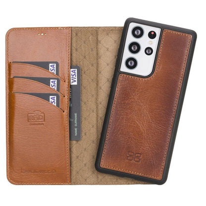 BOULETTA MAGNETISCHE ABNEHMBARE HANDYHÜLLE AUS LEDER MIT RFID-BLOCKER FÜR GALAXY S21 ULTRA- Tan