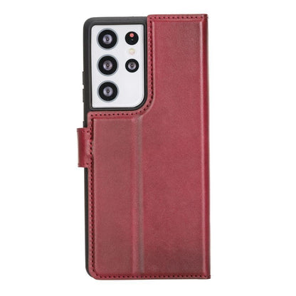 BOULETTA MAGNETISCHE ABNEHMBARE HANDYHÜLLE AUS LEDER MIT RFID-BLOCKER FÜR SAMSUNG GALAXY S21 ULTRA  - Red
