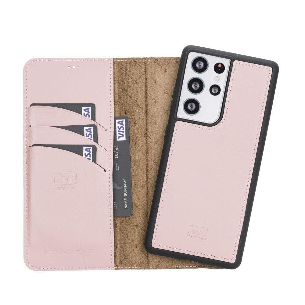 BOULETTA MAGNETISCHE ABNEHMBARE HANDYHÜLLE AUS LEDER MIT RFID-BLOCKER FÜR SAMSUNG GALAXY S21 ULTRA - Pink