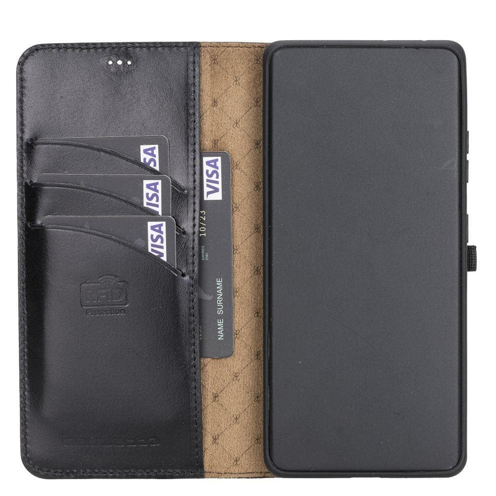 BOULETTA MAGNETISCHE ABNEHMBARE HANDYHÜLLE AUS LEDER MIT RFID-BLOCKER FÜR SAMSUNG GALAXY S21 ULTRA | Detachable Wallet - Black
